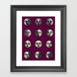 moon phases on dark purple Framed Art Print