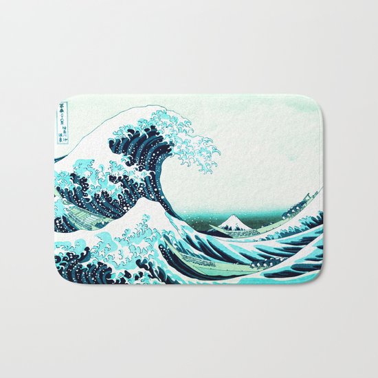 the great wave : aqua teal Bath Mat