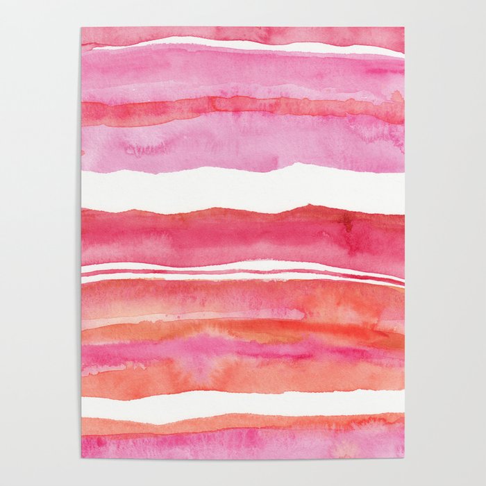 Watercolor summer pink and orange 002 Poster