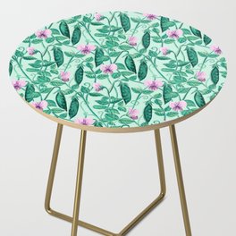 Fresh Garden Pea Floral on Pastel Mint Green Side Table