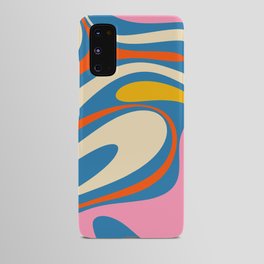 Retro Fantasy Swirl Colorful Abstract Pattern in Blue Pink Red-Orange Mustard Cream Android Case
