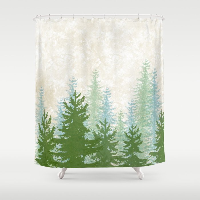 Evergreen Pine Trees  Shower Curtain