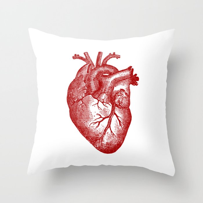 Vintage Heart Anatomy Throw Pillow