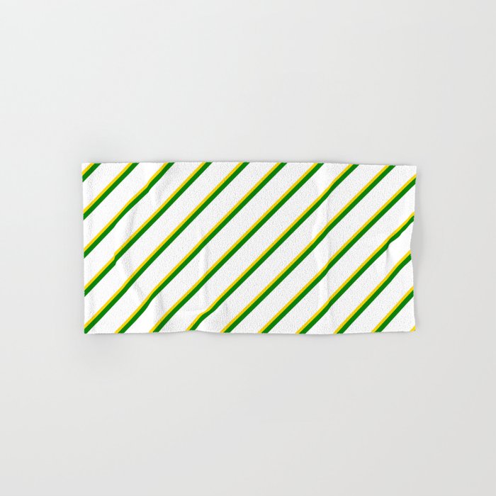 Yellow, Green & White Colored Pattern of Stripes Hand & Bath Towel