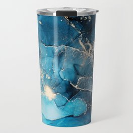Cosmic Azure + Midnight Blue Abstract Starscape Travel Mug