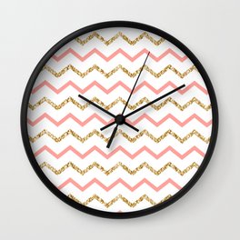 line Zigzag pink and gold Wall Clock