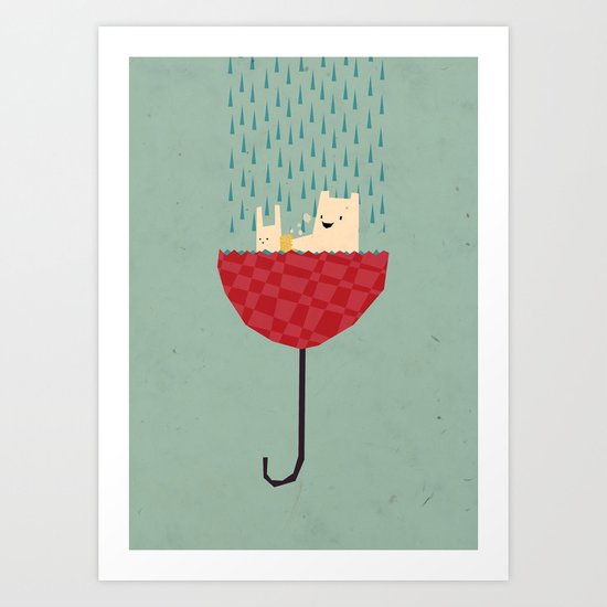 umbrella bath time! Art Print