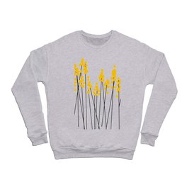 Hello Spring! Yellow/Black Retro Plants on White #decor #society6 #buyart Crewneck Sweatshirt