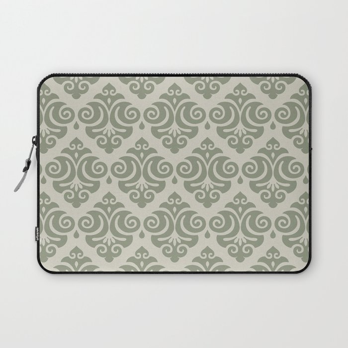 Traditional Pattern in Sage Green and Beige Laptop Sleeve
