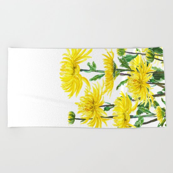 Yellow Chrysanthemums Beach Towel