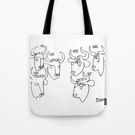Picasso - Bulls Artwork, Animals Line Sketch, Prints, Posters, Bags, Tshirts, Men, Women, Kids Tote Bag