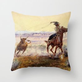 “On the Pond” by Charles M Russell Throw Pillow