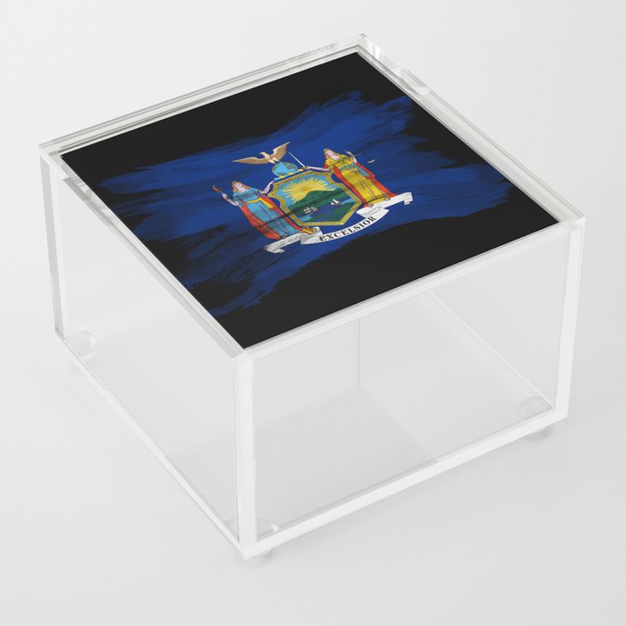 New York state flag brush stroke, New York flag background Acrylic Box