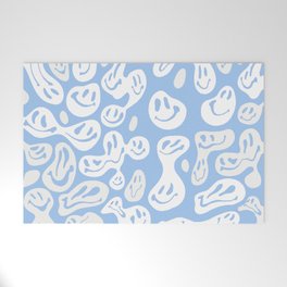 Pastel Blue Dripping Smiley Welcome Mat