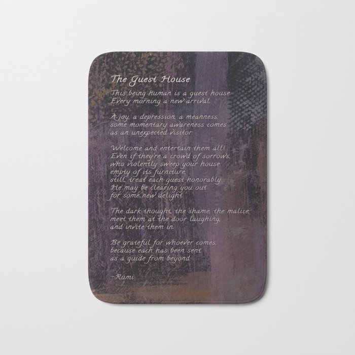 The Guest House by Rumi, Poetry Abstract Wall Art Bath Mat