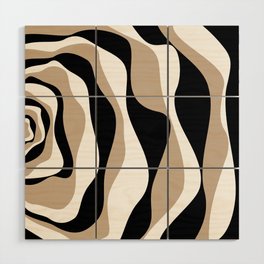 Ebb and Flow 4 - Taupe, Black and White Wood Wall Art