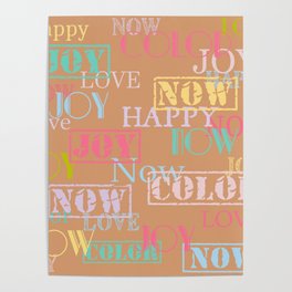 Enjoy The Colors - Colorful typography modern abstract pattern on Copper Bronze color background  Poster