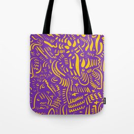 Purple Yellow Mystic Tribal Graffiti Art by Emmanuel Signorino Tote Bag