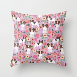 Papillon pet friendly small cute dog breed must have gift for dog lover florals dog pattern print Throw Pillow