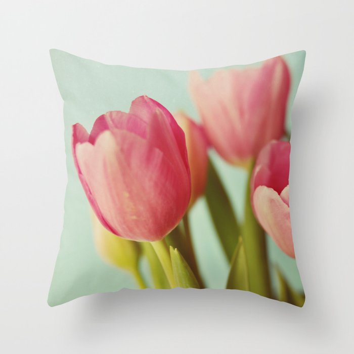 pink tulips Throw Pillow