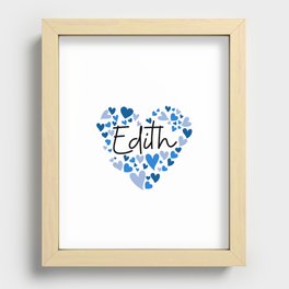 Edith, blue hearts Recessed Framed Print