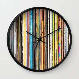 Vintage Used Vinyl Rock Record Collection Abstract Stripes Wall Clock