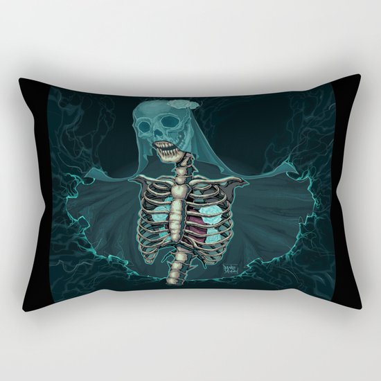Skeleton with veil and white roses Rectangular Pillow