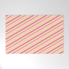 [ Thumbnail: Hot Pink & Beige Colored Lines/Stripes Pattern Welcome Mat ]
