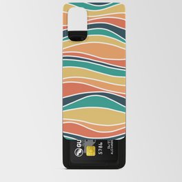 Retro Wavy Lines Pattern Teal, Orange, Yellow and White Android Card Case