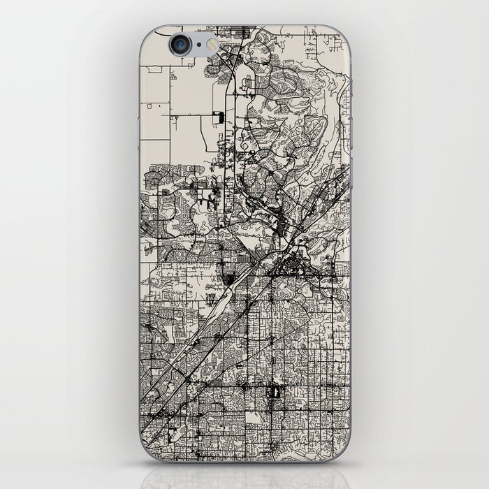 Roseville USA - City Map in Black and White Aesthetic - vintage, pillows, town, pot, canvas, map, di iPhone Skin