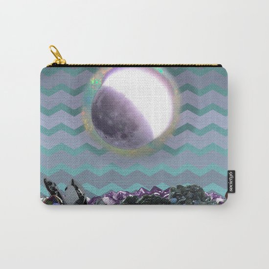 Moon Crystal Chevron Pattern Purple and Teal Carry-All Pouch