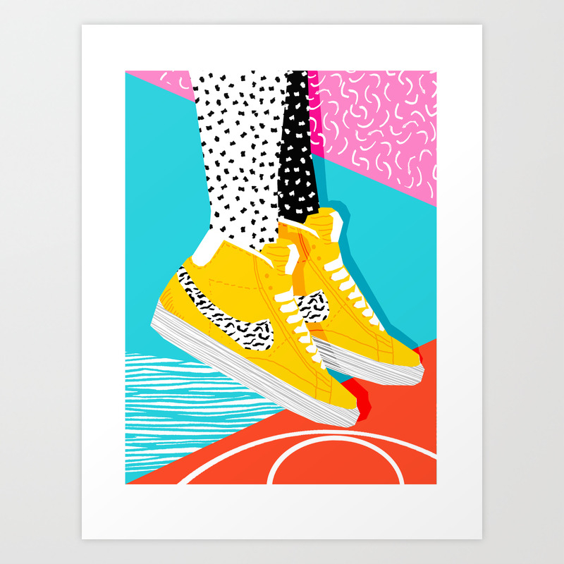 Kid You Not - memphis retro shoes fashion throwback 80s style trends  minimalist art neon Art Print by Wacka | Society6