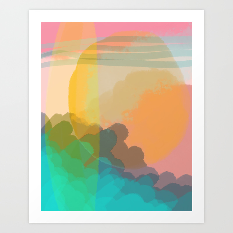 Shapes And Layers No 10 Sun Waves Clouds Sky Abstract Art