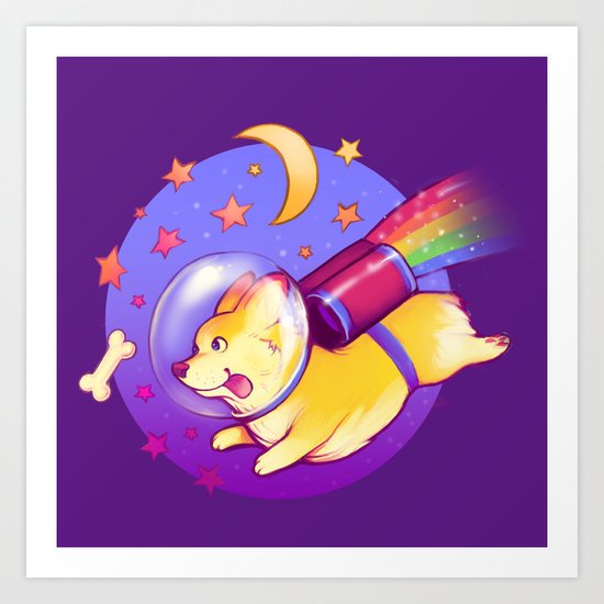 See You Space Corgi Art Print