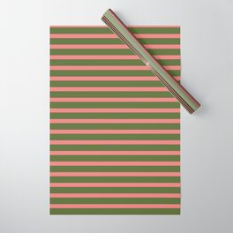 [ Thumbnail: Light Coral and Dark Olive Green Colored Lines/Stripes Pattern Wrapping Paper ]
