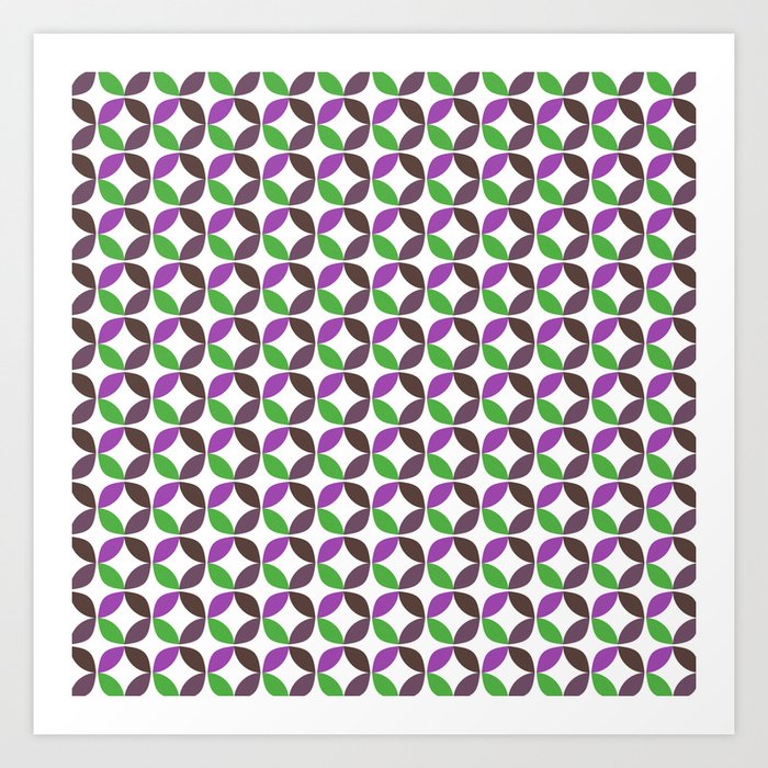 Abstract ultra violet green geometric quatrefoil pattern Art Print