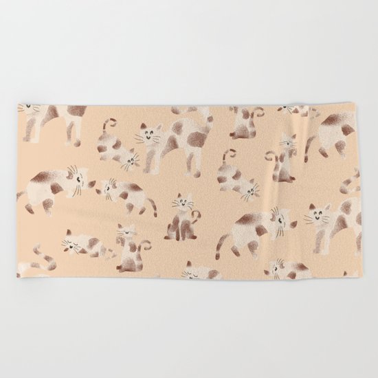 Playful Kitty Pattern Beach Towel