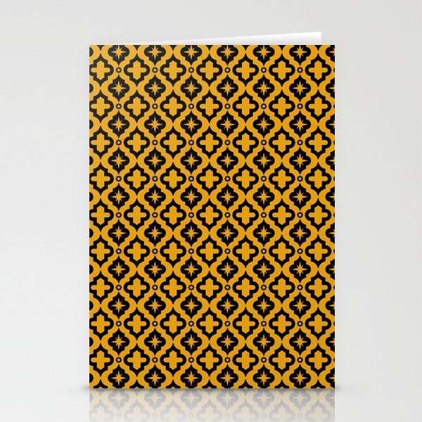 Mustard and Black Ornamental Arabic Pattern Stationery Cards