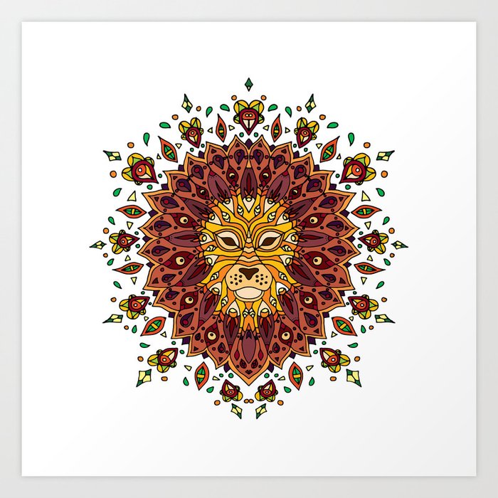 Lion Mandala In Colour Art Print By Ananovakovic Society6 All images found here are believed to. lion mandala in colour art print by ananovakovic