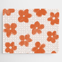 Vintage 60s Flowers in Burnt Orange Jigsaw Puzzle