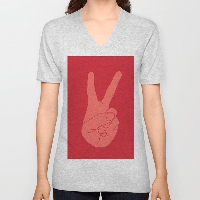 Peace Sign V Neck T Shirt