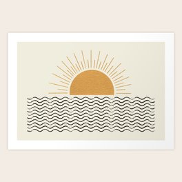 Sunrise Ocean -  Mid Century Modern Style Art Print