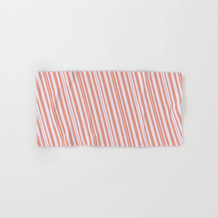 Dark Salmon & Lavender Colored Stripes Pattern Hand & Bath Towel