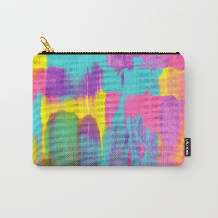 Neon Sunset Paint Smear Carry-All Pouch
