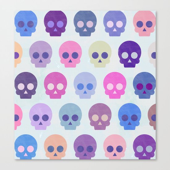 Colorful Skull Cute Pattern III Canvas Print