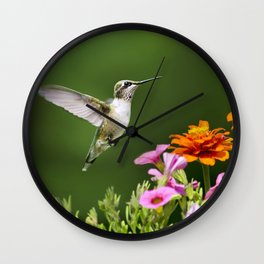 Hummingbird with Flowers Wall Clock