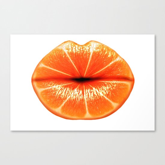 Juicy Orange Lips Canvas Print
