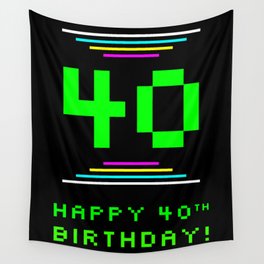 [ Thumbnail: 40th Birthday - Nerdy Geeky Pixelated 8-Bit Computing Graphics Inspired Look Wall Tapestry ]