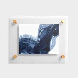 Abstract Blue Grey Minimal Brushstrokes Floating Acrylic Print
