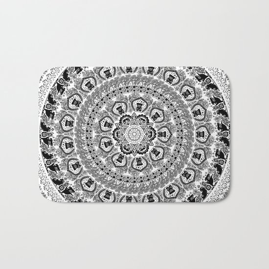 Black Pug Yoga Medallion Bath Mat
